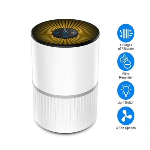

home portable 3 modes air purifier usb charging led light hepa filter air cleaner negative ion generator ionizer aroma diffuser