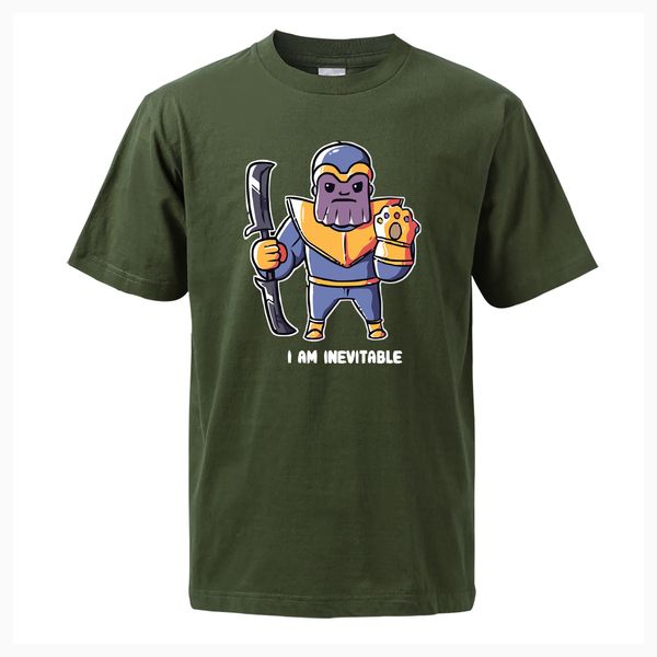 

i am inevitable avengers thanos 2019 summer fashion mens t shirt fitness cotton casual cartoon slim hip hop t-shirt