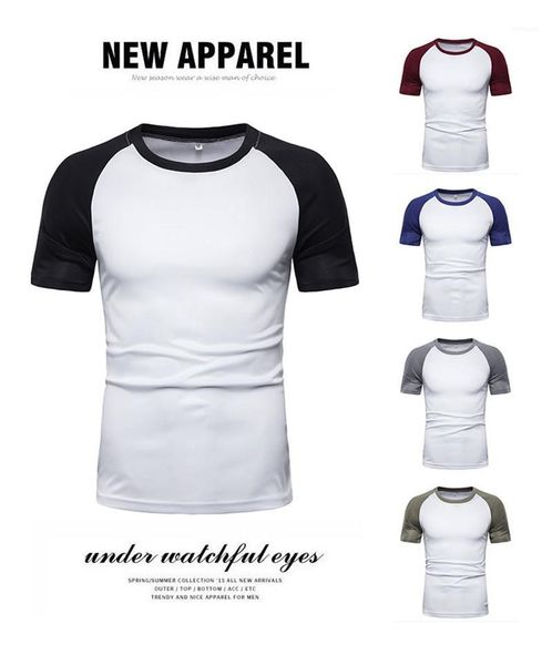

casual tshirts fashion mens summer tshirts designer panelled color short sleeve tees crew neck natural color, White;black
