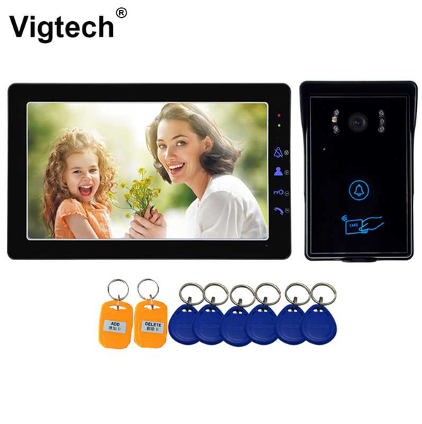 

video door phones 1080p 9" wired intercom system ring doorbell doorphone ir night vision security camera unlock idcard access control
