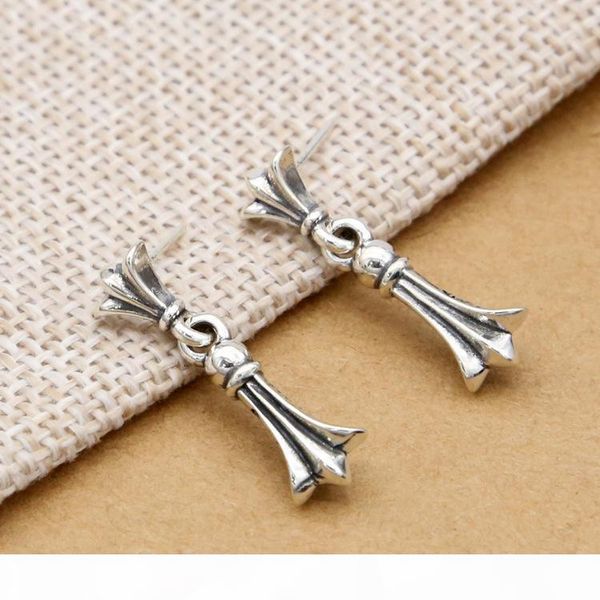 

brand new 925 sterling silver american european designer vintage jewelry hand-made classic cross stud earrings with cute dangle & chandelier, Golden;silver