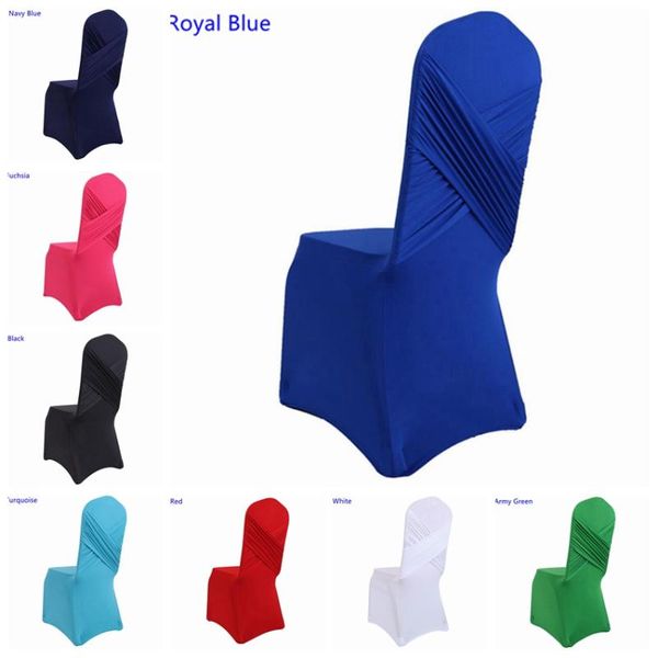 

16 colours universal lycra wedding chair covers two cross spandex swag back cover chair luxury party decoration on sale