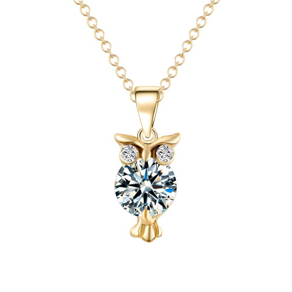 

zircon pendants owl necklace for women crystal heart gold sliver color long necklaces fashion jewelry christmas gift, Silver