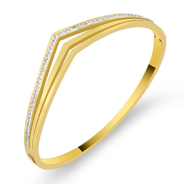 

geometric three row crystals v shape bangles & bracelets for women jewelry full zircon gold classic brand bijoux, Black