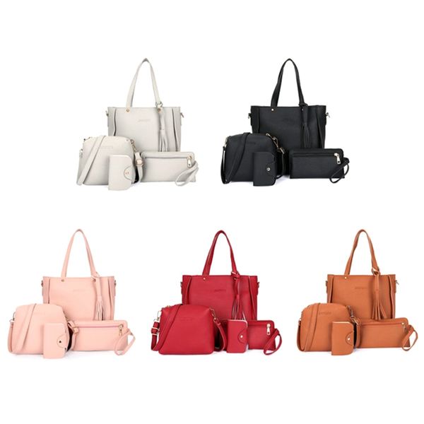

pu tassel bucket bag mother fashion four-piece suit