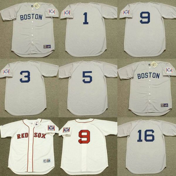 

boston 16 jim lonborg 9 ted williams 5 george scott 1 bobby doerr 3 jimmie foxx baseball jersey stitched, Black