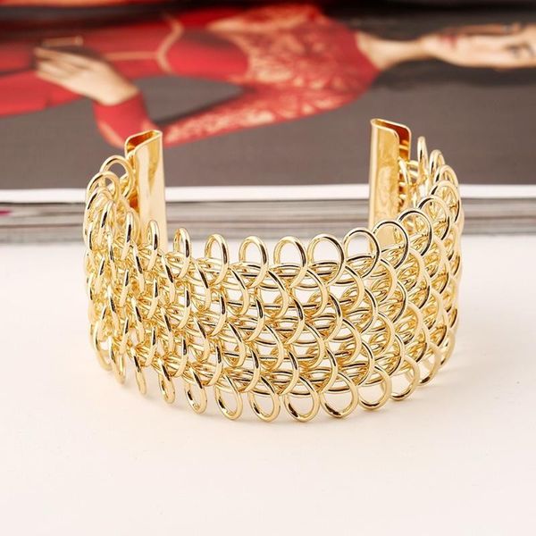 

selling european and american hollow fashion exaggerated open bracelet simple fashion elegant metal female bracelet bangle, Black