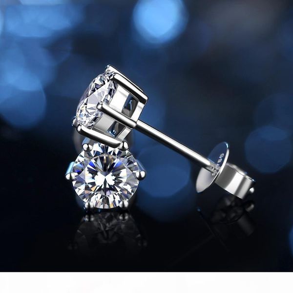 

boeycjr 925 silver 0.5 1ct f color moissanite vvs fine jewelry diamond stud earring with national certificate for women gift cx200624, Golden;silver