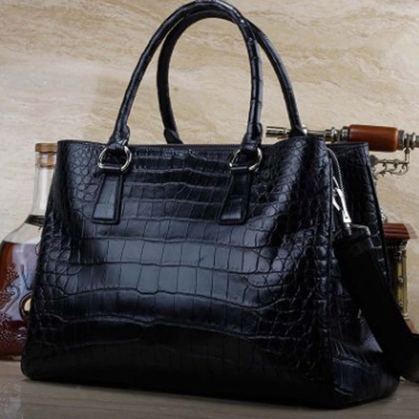 

ourui true crocodile belly women rome package black bamboo grain genuine leather handbag package female women bag
