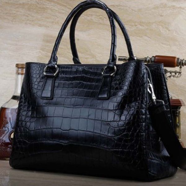 

ourui true crocodile belly women rome package black bamboo grain genuine leather handbag package female women bag