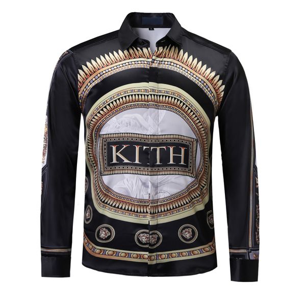 

2020. new model designer wu yifan zhou baihao same kith medusa joint silk shirt trendy brand male hip-hop men's shirtbrand menswear bra, White;black