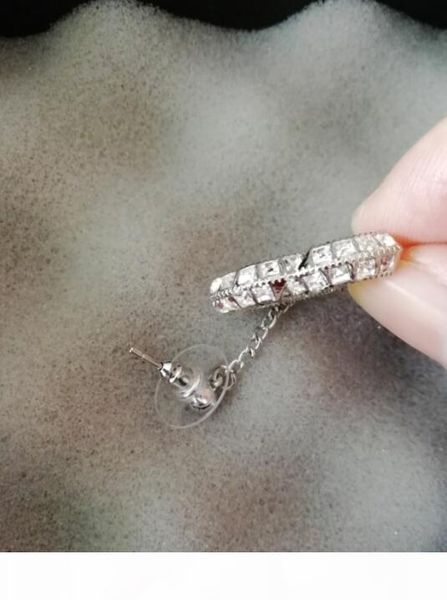 

fashion classics double-sided crystal earring new long drop earrings jewelry earrings for wedding provide bag for gift, Golden;silver