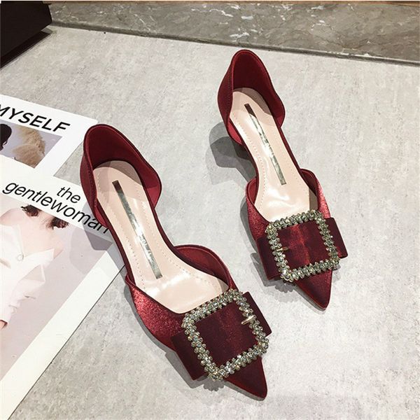 

2020 women's shoes high heels elegant korean party crystal kitten heel pumps women sandals femme footwear female shoe, Black