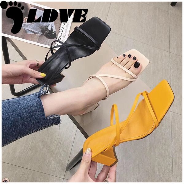 

women fashion brand slipper square high heel classics strap sandal ladies elegant new summer bohemian pumps slides, Black