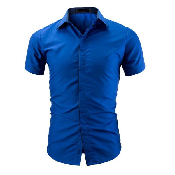 

men shirt fashion solid color male casual short sleeve shirt, White;black