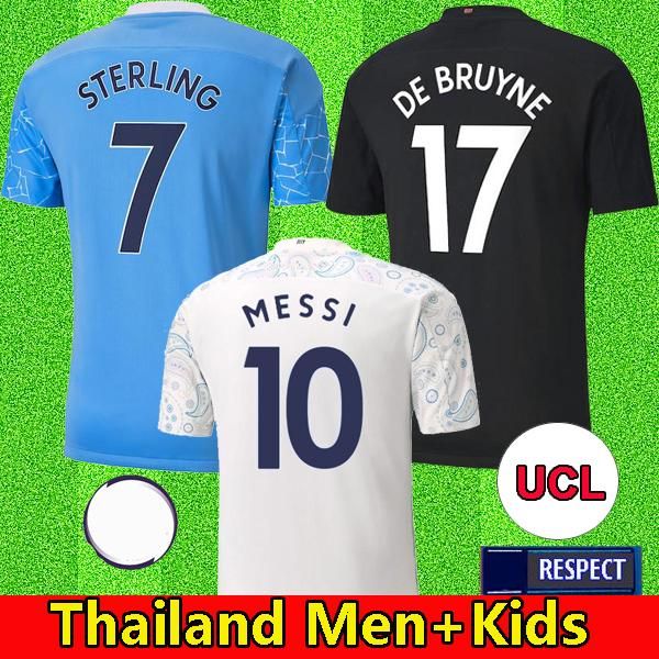 

2020 2021 Thailand STERLING DE BRUYNE KUN AGUERO MESSI 20 21 manchester soccer jersey city jersey football shirt men sets uniforms