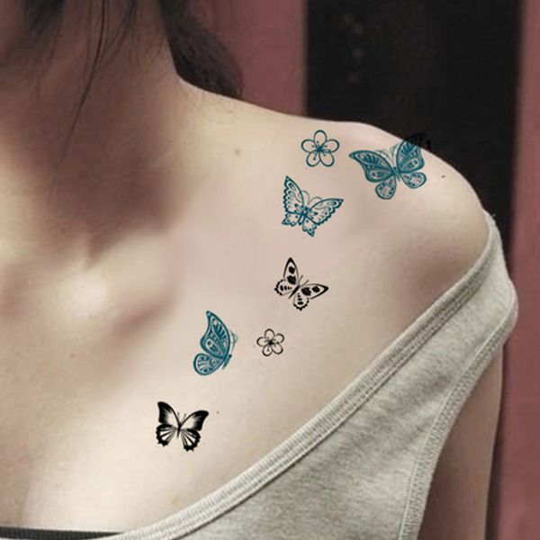

50pcs colored butterfly design fake tatoo waterproof women body art painting tattoo stickers temporary tattoo sticker
