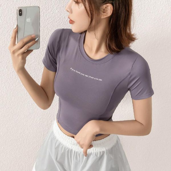 

women sport slim crop for fitness yoga shirts short sleeves workout gym wear solid running breathable top, White;red