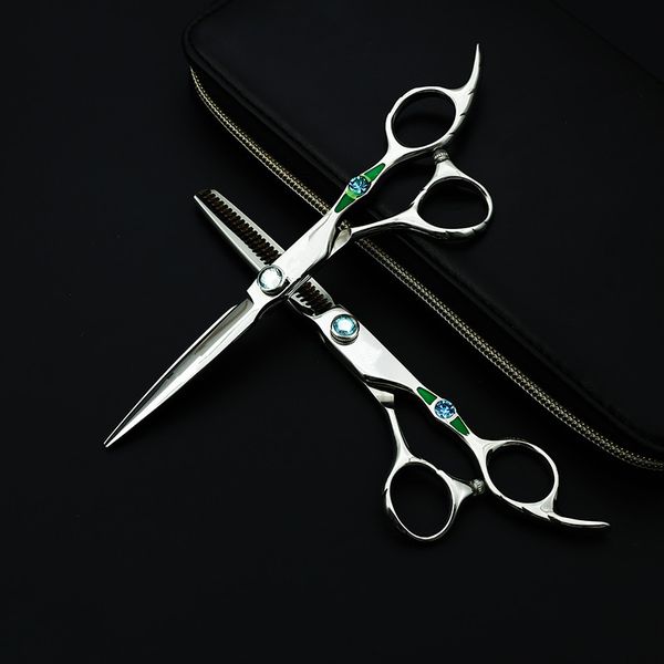 

purple dragon 6 inch hair scissors set greenstone handle professional barber hair clippers cutting shears barber with case