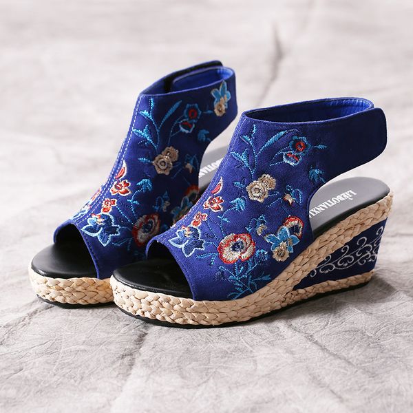 

beige heeled sandals shoes wedge summer heels 2020 women's open toe espadrilles platform black comfort block fashion on