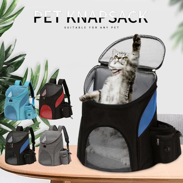 

outdoor travel backpack portable breathable cat carrier backpack carrying pet cat small dogs mesh double shoulder strong bag#g4