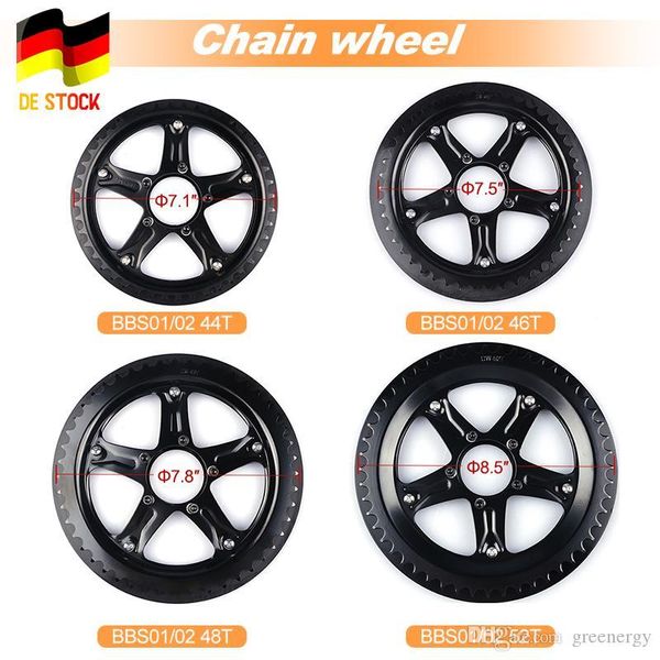 

de stock chain wheel and replacement chain guard black 46 48 52 sprocketteeth black heel for bafang 8fun bbs01 bbs02b motor drive