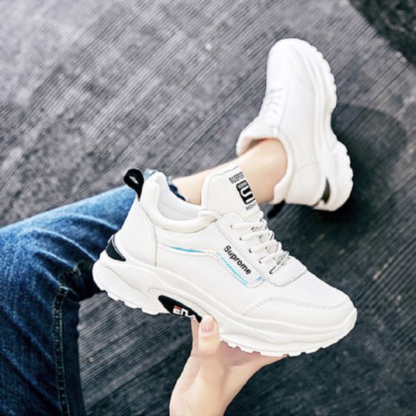 

2020 spring and autumn new thick bottom white shoes korean personality fashion casual sports shoes, Black