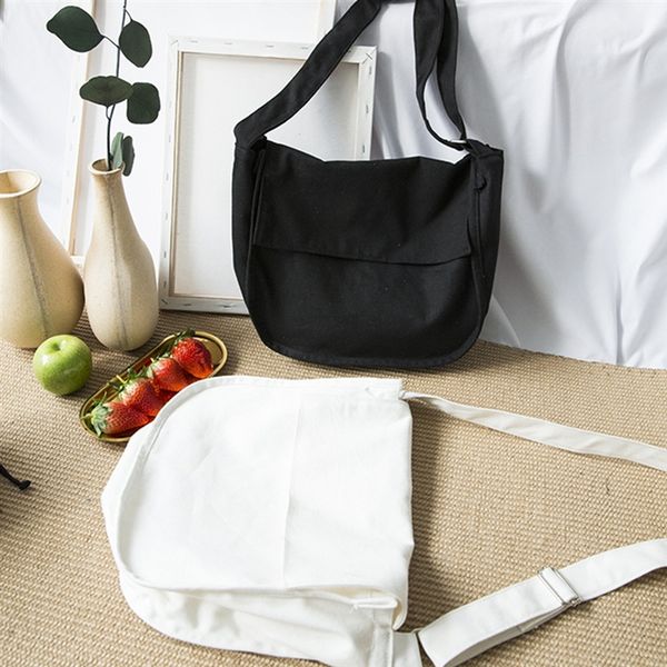 

classic bags simple all canvas black white handbag women lady messenger single versatile small fresh purse