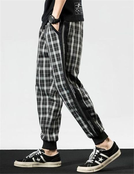 

плед шаровары мода desigenr резинка талии street style jogger штаны новый стиль мужские дизайнерские брюки мужские, Black