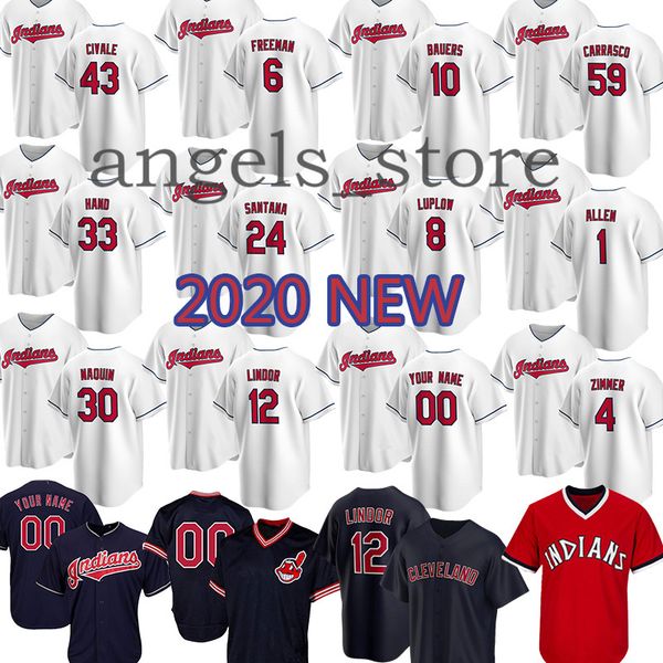 

2020 custom indians chisenhall brantley francisco lindor guyer cabrera robinson salazar encarnacion allen carrasco miller zimmer kluber, Blue;black