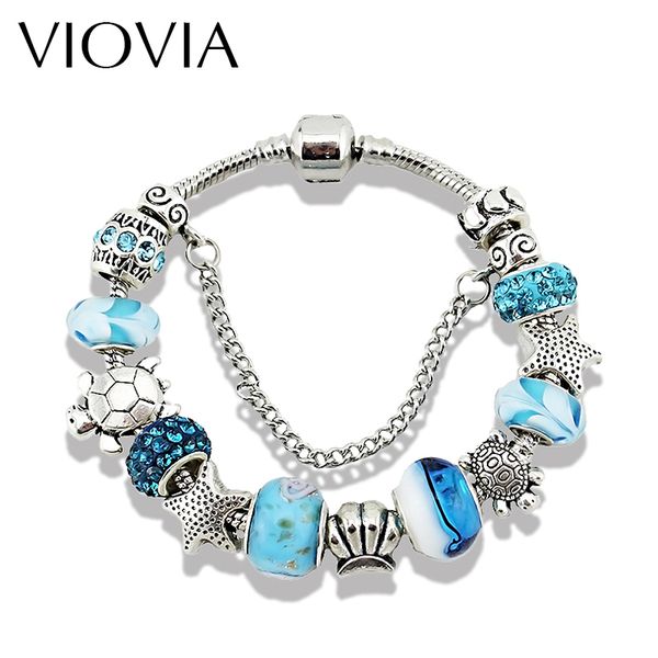 

2020 ocean style jewelry starfish charm bracelets & bangles for women fashion blue glass beads diy bracelet pulseira gfit b15156, Red;blue