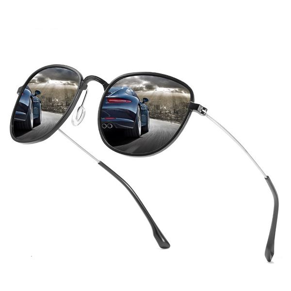 

fashion mens women colorful uv400 sunglasses brand designer hd polarized round frame sun glasses, White;black