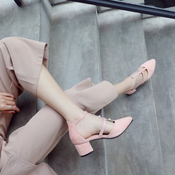 

oversized ladies high heels women shoes woman pumps button-tipped women's shoes, Black