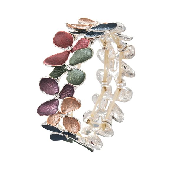 

women jewelry bracelets trendy green clover silver bracelets charm handmade enamel metal zinc jewelry female bracelet bangle for women, Golden;silver