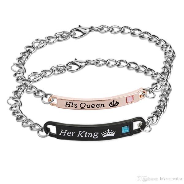

new letters queen king adjustable bracelet chain bracelet jewelry accessories valentine's day gift for love couple ing, Golden;silver
