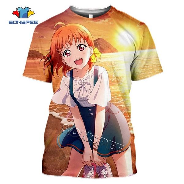 

summer anime girl love live printed 3d print shirts kawaii graphic horror men clothing