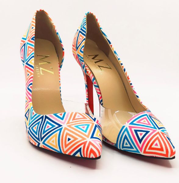 

women's color, geometric pattern stiletto, Black