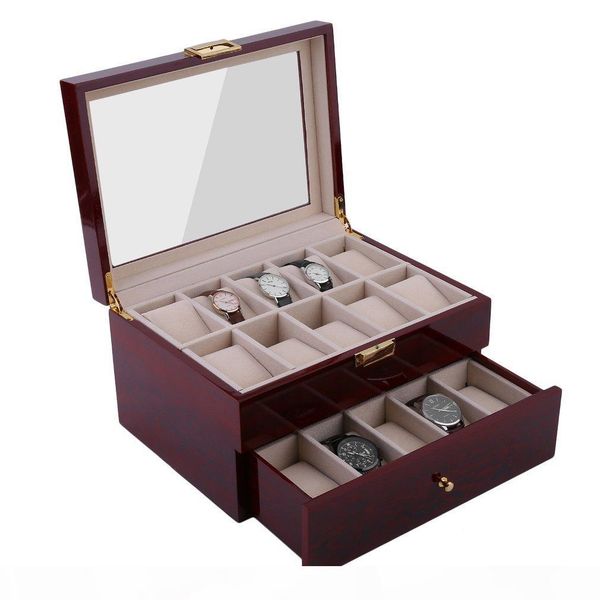 

20 grids red black wooden watches box case watch holder collection storage organizer fast and safe ship from us, Black;blue