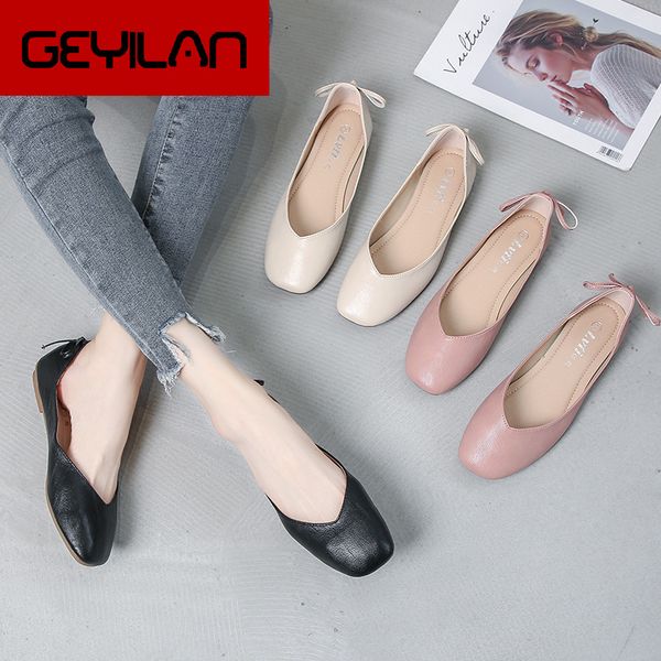

leather shoes lady moccasins back bow solid color elegant pink flat heel shoes summer spring all match sweet bowtie 33-43 flats, Black