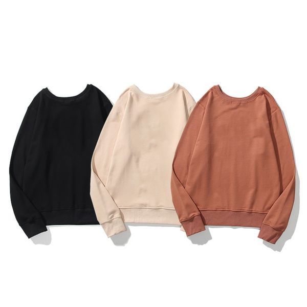 

autumn winter long sleeve hoodie with embossment logo front back double use ston e round hoodie 3color m-2xl, Black