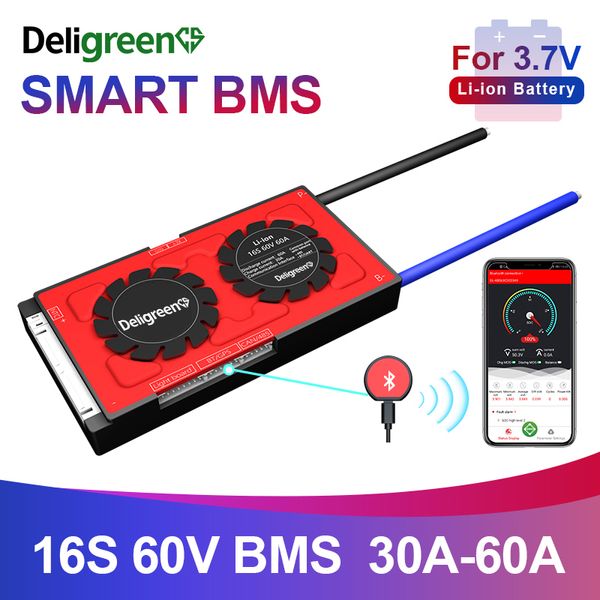 3,7 V 18650 Smart BMS 16S 60 V 30 A 40 A 50 A 60 A Li-Ion Lithium Schutz Bord Balance Bluetooth APP PC Software R485