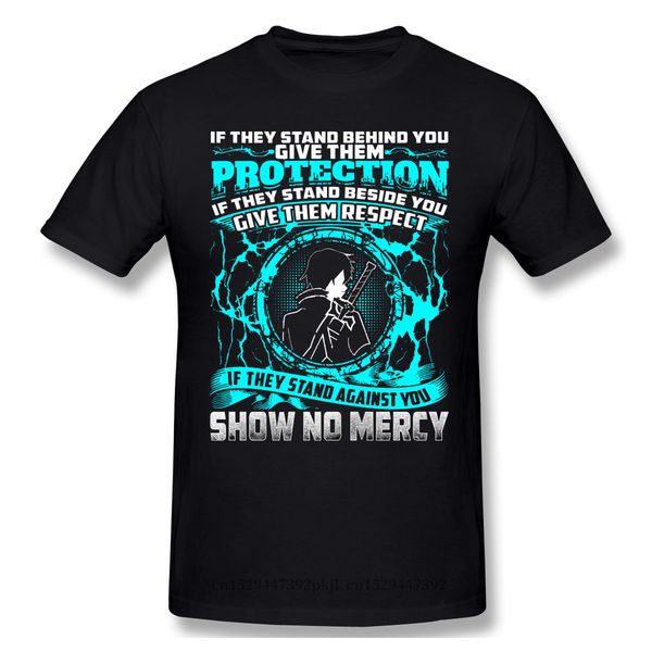 

sao no mercy funny t-shirt men summer cotton t shirt sword art online sao death game crew neck 2020