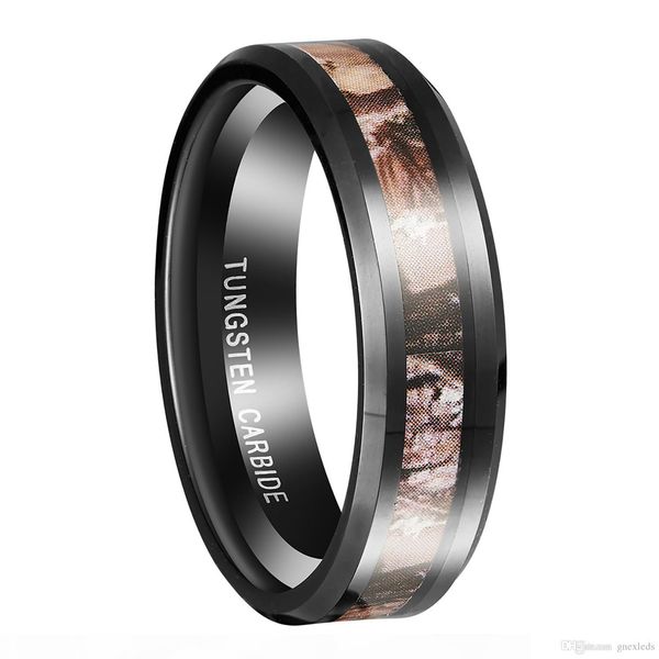 

queenwish 6mm 8mm black tungsten ring camouflage hunting womens mens black tungsten ring camo polished wedding band antique jewelry, Slivery;golden