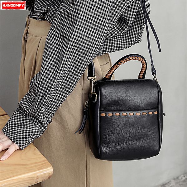 

new genuine leather women shoulder messenger bag girl small handbags wild soft layer cowhide leather fashion simple female