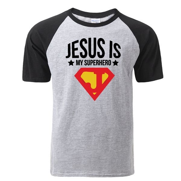 

jesus is my superhero tshirt men funny casual raglan t shirt fashion summer cotton short sleeve tshirt harajuku sweatshirt