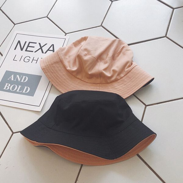 

bucket hats women summer double side bucket hat men pure color fedoras outdoor fisherman hat basin cap high quality, Blue;gray