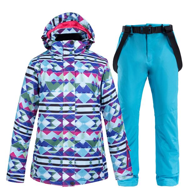 

skiing suits ski suit women's camouflage snow clothing waterproof breathable warm jacket double board veneer