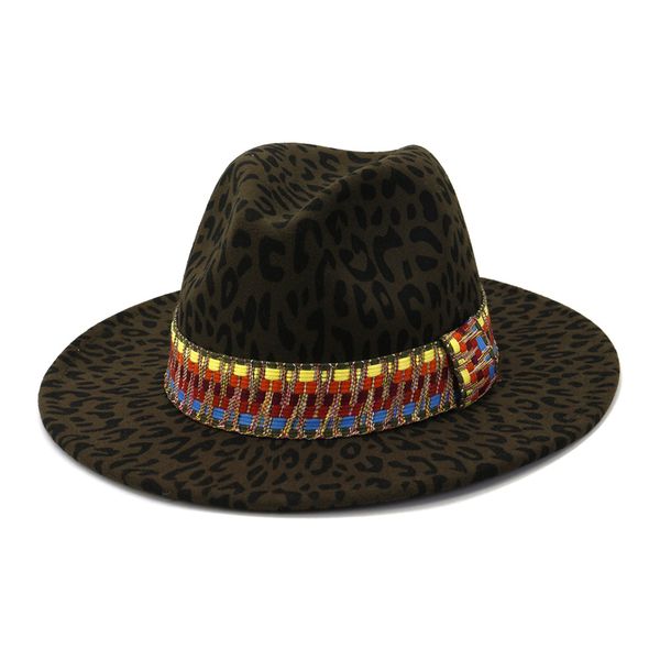 

new arrivals timelimited designer flat brim broadbrimmed hat leopard couple hat new style fedora hat woolen mndjs31 free, Blue;gray
