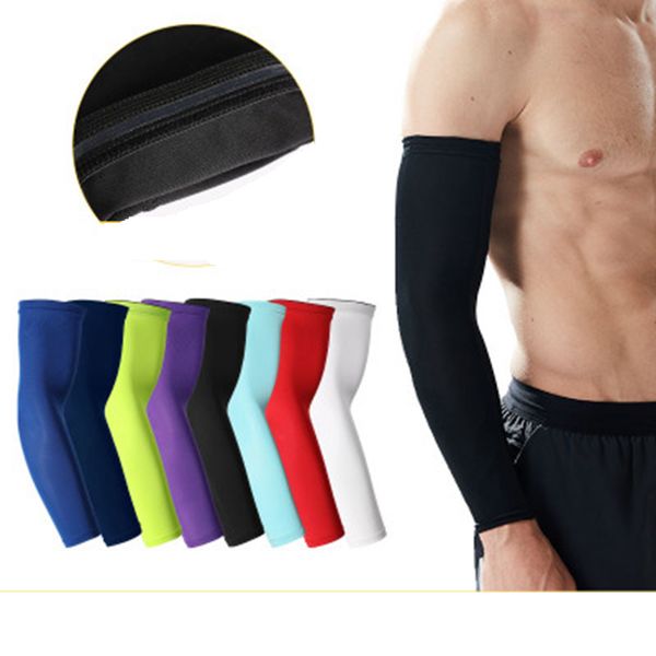 

basketball arm guards lengthen elbow protective gear sports riding fitness arm warmers running slip breathable sunscreen sleeves zza922, Black