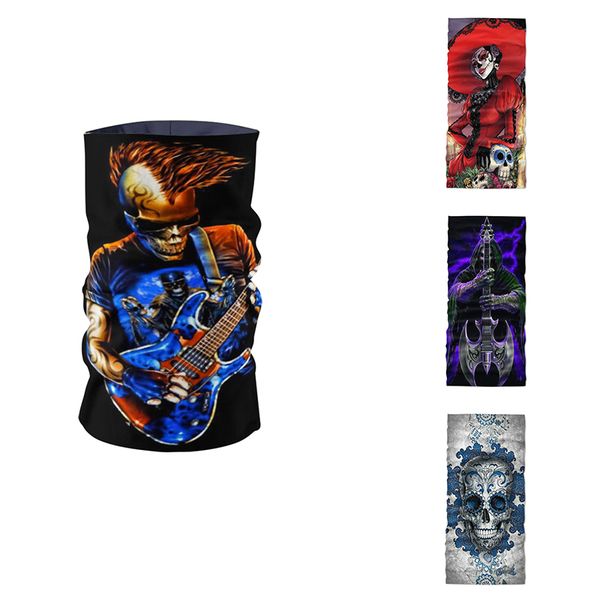 

diy fashion neck gaiter kerchief summer hip-hop rock skull patterns print masks magic sports cycing seamless hijab scarf, Blue;gray
